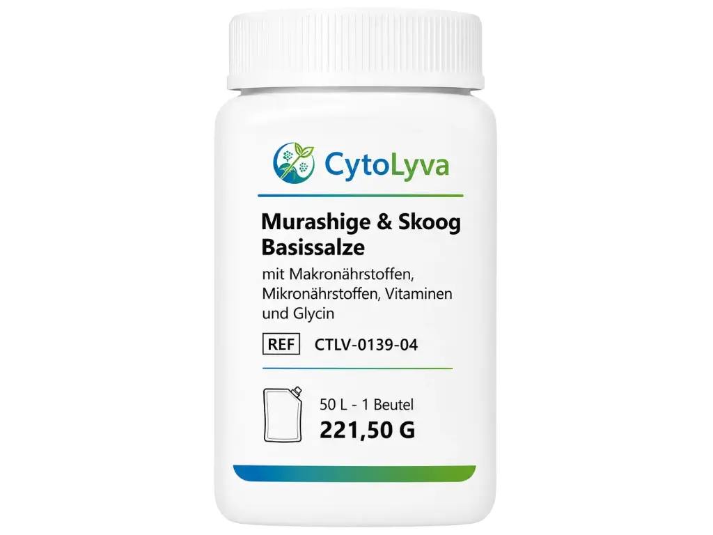 Murashige & Skoog Basissalze mit Makronährstoffen, Mikronährstoffen, Vitaminen und Glycin